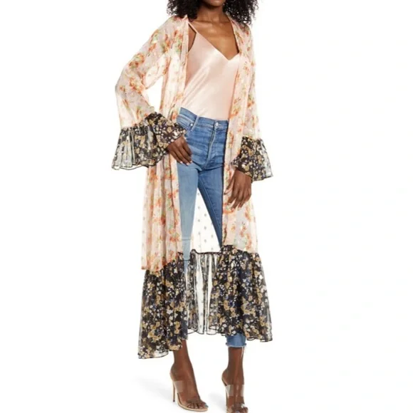 CODE X MODE Long Floral Kimono, Robe Jacket - L - Picture 1 of 6